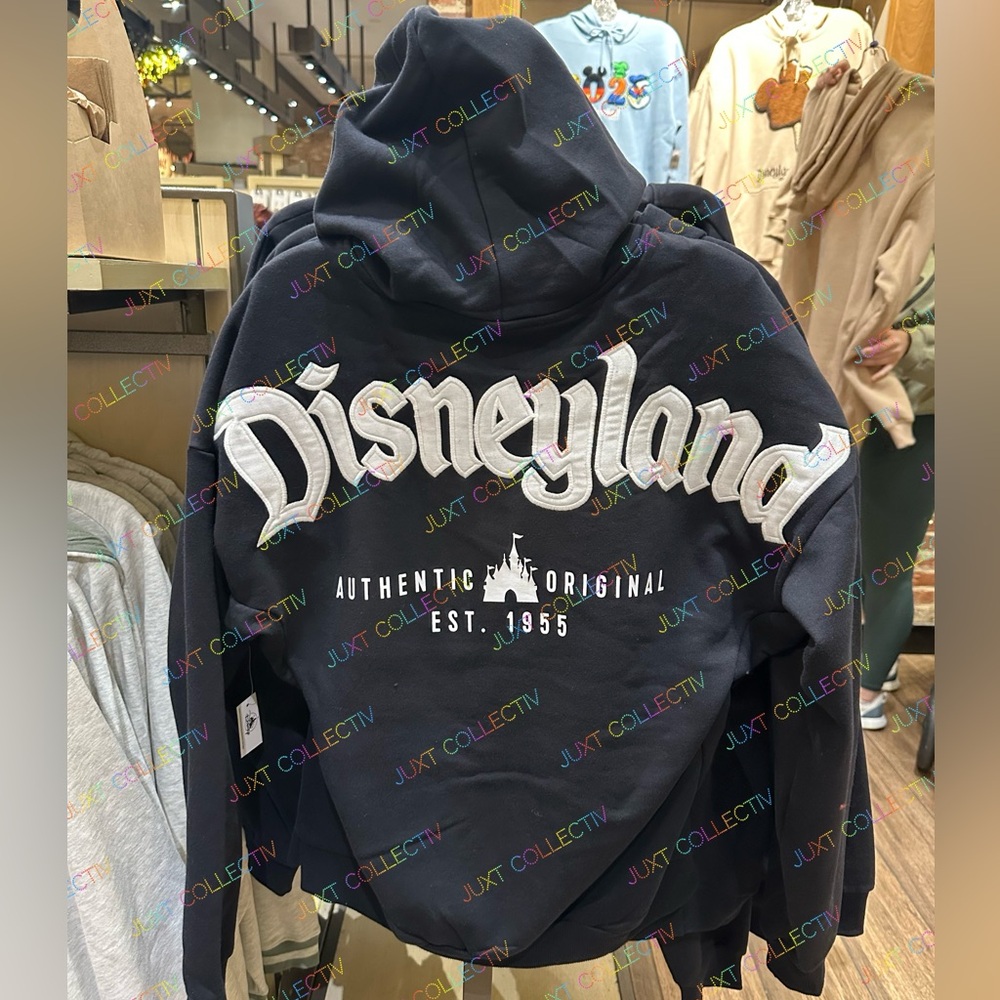 Disneyland Logo Authentic Original 1955 Castle Black Zip Up Hoodie Sweatshirt